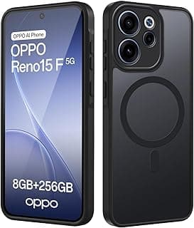 حافظة حماية مغناطيسية من تاوارور لموبايل اوبو رينو 15 FS/15F 5G، تاثير شفاف غير شفاف، غطاء واقي ريترو من البولي كربونات مضاد للخدش، بولي يوريثين حراري مضاد للسقوط ومضاد لبصمات الاصابع، اسود