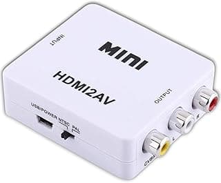 محول فيديو مركب HDMI الى AV مع دعم صوتي - محول صغير HD2AV 1080p - يعمل بمنفذ USB، التوصيل والتشغيل - ابيض