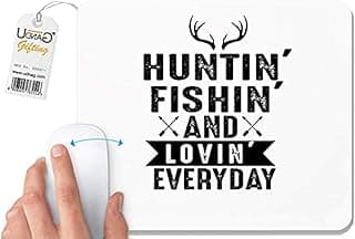 ماوس باد UDNAG أبيض بتصميم Hunter | Hunting Fishing للكمبيوتر / لابتوب [230 x 200 x 5 مم]