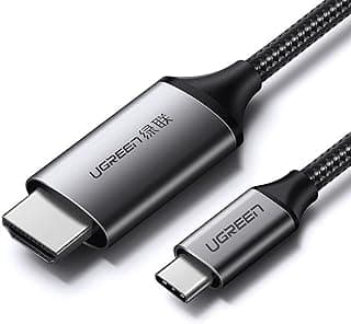 كابل HDMI - USB Type C بدقة 4K وتردد 60 هرتز بطول 1.5 متر (أسود-رمادي)