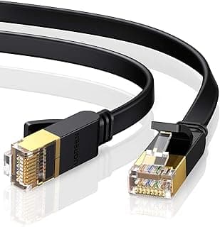 كابل ايثرنت كات 7 شبكة جيجابت RJ45 بسلك مسطح عالي السرعة 10 جيجابايت في الثانية و600 ميجاهرتز FTP بتقنية POE لبلاي ستيشن 4 وسويتش ومودم وتلفزيون سمارت ولوحة كابلات 5 متر