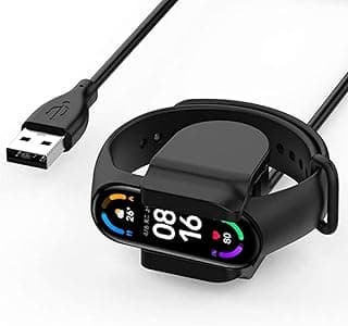 متوافق مع شاحن ايه ام ازفيت باند 5 من لامشاو، شاحن بديل لقاعدة شحن USB متوافق مع ساعة تتبع اللياقة البدنية اما-زفيت باند 7 / باند 5 (اسود)