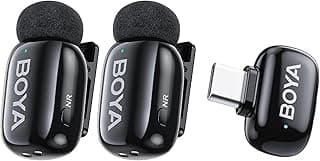 Boyamini Wireless Lavalier Microphone for iPhone15/16 Android USB-C Plug, Ultra Mini Microphone with Noise Reduction, AI Voice Change, Lapel Mic for Video Recording, Vlogging, TikTok, YouTube