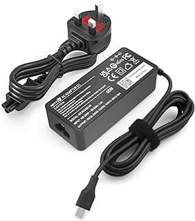 شاحن لاب توب 65 وات 45 USB نوع سي لاجهزة لينوفو كروم بوك ثينك باد X1 كاربون يوجا ADLX65YDC2A مناسب للاب اتش بي وديل وايسر واسوس مع شحن C , عدد 1 10 متعدد الألوان