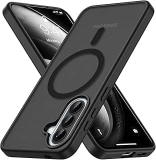 جراب لهاتف سامسونج Galaxy A57 5G، مغناطيسي قوي، حماية من السقوط بمعايير عسكرية بسمك 2 مم، غطاء مطفي شفاف مضاد للبصمات ومقاوم للصدمات - أسود مطفي