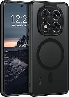 جراب مغناطيسي لهاتف شاومي Redmi Note 14 Pro 5G [متوافق مع Magsafe]، جراب حماية عسكري بظهر مطفي شفاف ومضاد للخدش - أسود