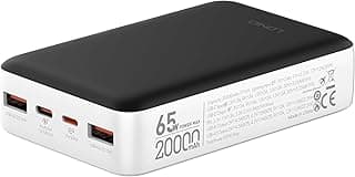 شاحن باور بانك رائع مع بطارية خارجية 65 وات 20000 مللي أمبير/ساعة PD3.0 QC4.0 سريع الشحن USB-C مع 3 منافذ لأجهزة مايكروسوفت سيرفس برو 9 و8 و7 وبرو اكس وX2 وجو 2 وسيرفس بوك واللاب توب من لدنيو (أبيض)