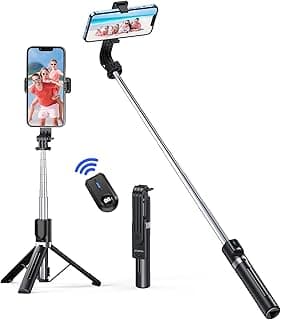 38" Selfie Stick Tripod, 3 in 1 Telescopic Tripod Stand with Detachable Bluetooth Remote for iPhone 13/12/11 Pro Max/XS/X/XR, Samsung, Google, LG and Other Smartphones