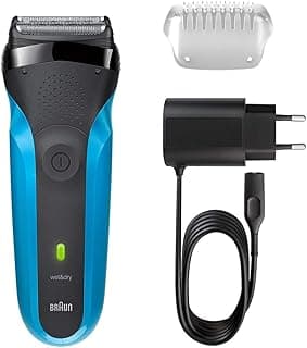 ماكينة حلاقة Braun Series 3 310S قابلة للشحن، للاستخدام الجاف والمبلل - أزرق