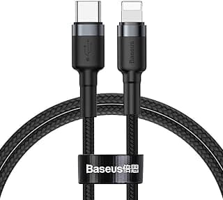 كابل شحن سريع ونقل بيانات 18W PD2.0 USB-C إلى Lightning لهواتف ابل ايفون 6 / 6s / 5 / 5s / SE، كابل Type C إلى iP - 1 متر - رمادي