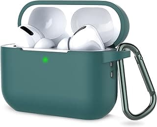 Coffea for Airpods Pro 2nd Generation Case Cover, Soft Silicone Shock-Absorbing Protective Case with Keychain for New Apple Airpods Pro 2 Case 2022 [Front LED Visible] - Pine Green