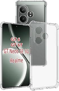 جراب حماية شفاف ناعم من البولي يوريثين الحراري مع واقيات أربع زوايا لموبايل ريلمي GT 6/ 6T / نيو 6 SE 5G