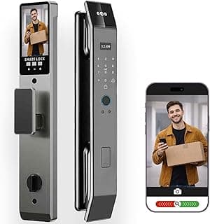 wecome Smart Door Lock, 3D Face Recognition, Aluminum Alloy, Gray Digital Lock with Fingerprint, 9 Language Support, Tuya App, Multiple Unlocking Methods