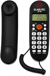El Adl Caller ID Landline Phone 107BE – LCD Display, Wired Telephone for Home or Office (Black)