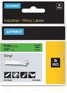 Dymo ID1 9mm Permanent Vinyl Label Tape - Black/Green