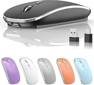 Halpilt Wireless Mouse Chargeable Portable Silent Wireless Mouse USB and Type-C Dual Mode Wireless Mouse 3 Adjustable DPI for Laptop, Mac, MacBook, Android, PC (Q23S Black) (Black)