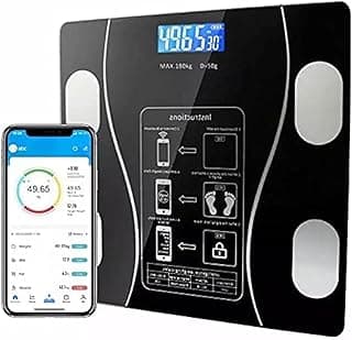 ميزان جسم رقمي بلوتوث مع تطبيق، ميزان ذكي لمؤشر كتلة الجسم مع شاشة LCD، متعدد الالوان