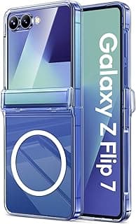 Vihibii for Samsung Galaxy Z Flip 7 Clear Case Slim, [Compatible with MagSafe], Hinge Protection & Outer Screen Protector, Shockproof Rugged Transparent Phone Cover for Galaxy Z Flip 7 2025, Clear
