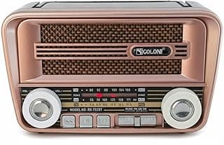 RX-733BT Portable Retro Bluetooth 5.3 Radio Speaker – AM/FM/SW, USB & TF Card Support, Battery Powered (Light purple)
