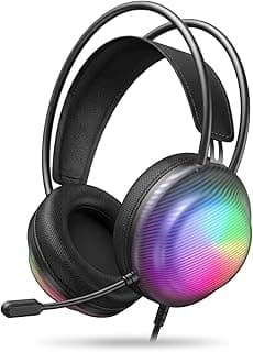 سماعات ألعاب X29 سلكية محيطية مع ميكروفون عازل للضوضاء وإضاءة RGB ملونة، محرك صوت 50 مم لأداء قوي، وسائد مريحة للعب الطويل