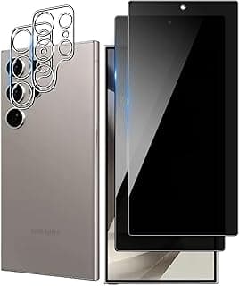 Tempered Glass Anti-Spy Screen Protector for Samsung Galaxy S25 Ultra, 2-Pack Privacy Protection Screen and 2-Pack Rear Camera Protector, 9H Hardness Resistant Privacy Screen Protection Film