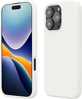 جراب متوافق مع ابل iPhone 16 Pro Max - غطاء هاتف سيليكون TPU بلمسة ناعمة - أبيض