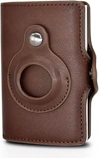 New Rfid Card Holder Men Women Airtag Wallet Money Bag Leather Purse Slim Thin Wallets For Apple AirTags Tracker Air Tag (brown)