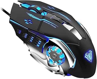 اولا ماوس العاب S20 كمبيوتر سلكي USB مع اضاءة خلفية LED RGB DPI قابلة للتعديل الكمبيوتر 6 ازرار ماكرو للبرمجة لسطح المكتب واللابتوب والكمبيوتر وماك - اسود