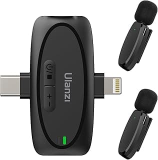 ULANZI V6 Wireless Lavalier Microphone for iPhone iPad Android Camera, 3-in-1 Plug-Play Mic for Phone Video Recording Interview Youtubers Vloggers, 164ft Transmission Range