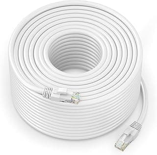 كابل ايثرنت كات 6 شبكة محلية دائرية 1 جيجابايت في الثانية مع وصلات RJ45 أبيض (70 متر)