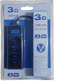 موزع USB 3.0 - 4 منافذ - موزع نقل بيانات فائق السرعة 5 جيجابايت في الثانية مع كابل 1.2 متر، مؤشر LED وتصميم محمول رفيع، متوافق مع اجهزة اللابتوب والكمبيوتر وماك بوك.