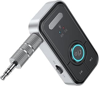 Bluetooth 5.3 Adapter, Receiver for Car, 3.5mm Jack Aux Dongle, Hands-Free Call, 2-in-1 Transmitter Receiver for Car Audio, Home Stereo, Headphones, Speaker, Projector