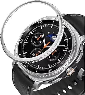 إطار حماية (Bezel) من Fekra متوافق مع سامسونج Galaxy Watch 8 Classic مقاس 46mm، إطار معدني رفيع جداً لاصق مضاد للخدش (فضي)