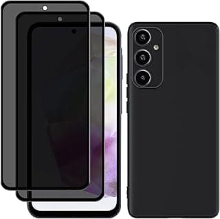 اسكرينة حماية خصوصية لهاتف سامسونج Galaxy A35 5G مع جراب موبايل، عدد 2 اسكرينة، جراب سيليكون واقي ومضاد للصدمات