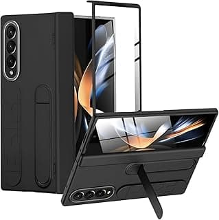 Case for Samsung Galaxy Z Fold 4 7.6 Inch Hinge Built-in Screen Protector Hard PC Cover Shockproof Anti-Scratch Full Body Armor Durable Anti-Drop (Black)