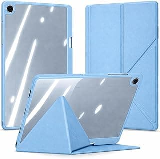 Hybrid Case for Samsung Galaxy TAB A9+/A9 Plus 11 inch Tablet with Pen Holder - Shockproof Protective Case with Transparent Hard Shell on the Back (Light Blue)