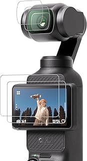 واقي عدسة وشاشة لجهاز DJI Osmo Pocket 3/4 [2+2 قطعة] زجاج مقوى 0.3mm صلابة 9H مضاد للخدش ومضاد للفقاعات