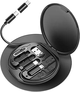 طقم محول كابل شحن متعدد USB نوع سي الى مايكرو لايتنينج ايه يمكن استخدامه كحامل موبايل من هيسيمينج (لون أسود)