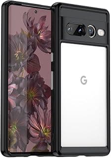 جراب متوافق مع جوجل Pixel 7 Pro 5G ، - غطاء حماية مصقول مقاوم للصدمات شديد التحمل - غطاء واقي مضاد للخدش و مقاوم للانزلاق - حواف سوداء خلفية شفافة