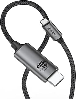 USB C to HDMI Cable 4K@60Hz 1440P@120Hz 1080P@240Hz Type C Thunderbolt 5 4 3 to HDMI 2.0 HDR Adapter Compatible with iPhone 16 15 MacBook Pro Air Mac Mini, iMac iPad Galaxy S25 Ultra S24(2M)