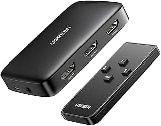 موزع تشغيل HDMI من يوجرين 3 في 1 منفذ 4K HDMI، صندوق موزع HDMI يدعم 4K و30 هيرتزوHD عالي الدقة ثلاثي الابعاد 1080P مع ريموت كنترول