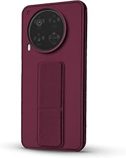 جراب ظهر سيليكون لهاتف Tecno Camon 30 4G مع حزام يد جلدي، خاصية المسند للوضع الأفقي والرأسي، حامل مغناطيسي متوافق مع Tecno Camon 30 4G (6.78 بوصة) (أحمر نبيذي)