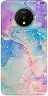 جراب موبايل سيليكون بتصميم ألوان Alcohol Ink متوافق مع OnePlus 7T
