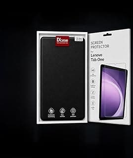 جراب جلد مع واقي شاشة HD لتابلت Lenovo Tab One، غطاء بمسند نحيف مع حماية كاملة، جراب تابلت مقاوم للصدمات، أسود