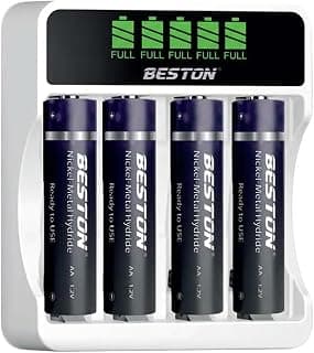 شاحن سريع BESTON C9026L مع شاشة LCD لـ 4 بطاريات AA سعة 2500mAh 1.2 Ni-MH
