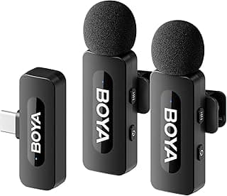 نظام مايكروفون لاسلكي فائق الصغر BY-V20 لأجهزة USB-C (2.4 GHz) - أسود