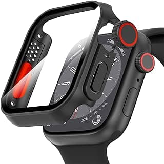 Suoman for Apple Watch 45mm Screen Protector Case, [ Looks Like Ultra Protector Case ] Tempered Glass Unique Design Case Cover for iWatch Series 7/8/9 Series SE 2 45mm (Black for iWatch 45mm)