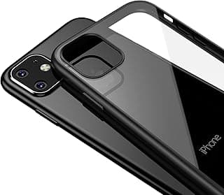 جراب لموبايلiPhone 11 شفاف من ماجيك ماسك مصنوع البولي كربونات الصلب المضاد للصدمات + سيليكون ناعم [لا يصفر] خلفي صلب واقي وشفاف بإطار السيليكون اسود