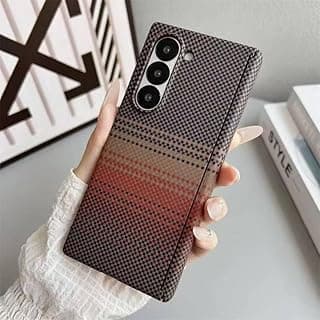 ECO For Samsung Galaxy Z Fold 6 Case With Screen Protector, Slim & Light Carbon Fiber Texture Aramid Fiber Made Protective Phone Case Cover for Samsung Z Fold 6 (sunset)