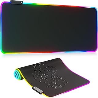 قاعدة ماوس للالعاب باضاءة RGB من بيسيكتور، قاعدة ماوس ممتدة بـ14 وضع LED، قاعدة ماوس كبيرة مقاس 32.200 انش، قاعدة ماوس RGB مع قاعدة غير قابلة للانزلاق، قاعدة ماوس وكيبورد كمبيوتر ناعمة للغاية